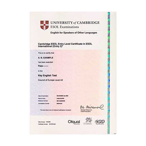 Certificado de Cambridge