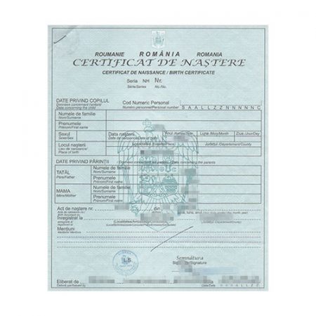 Certificado de nacimiento rumano