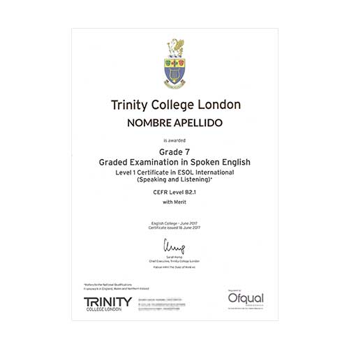 Certificado de Trinity College London