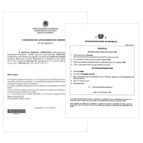 Certificado de antecedentes penales y Apostilla de la Haya Portugal