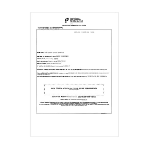 Certificado de antecedentes penales Portugal