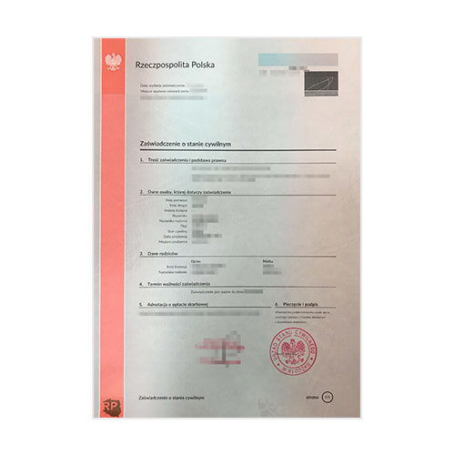 Certificado de estado civil - Polonia