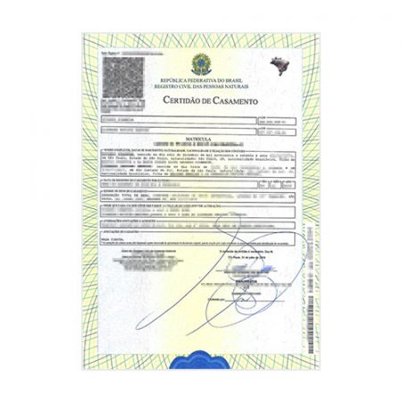 Certificado de matrimonio - Brasil