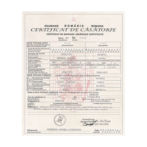 Certificado de matrimonio rumano