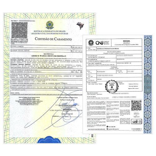 Certificado de matrimonio con Apostilla de la Haya- Brasil