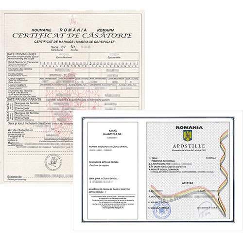 Certificado de matrimonio rumano y Apostilla de la Haya
