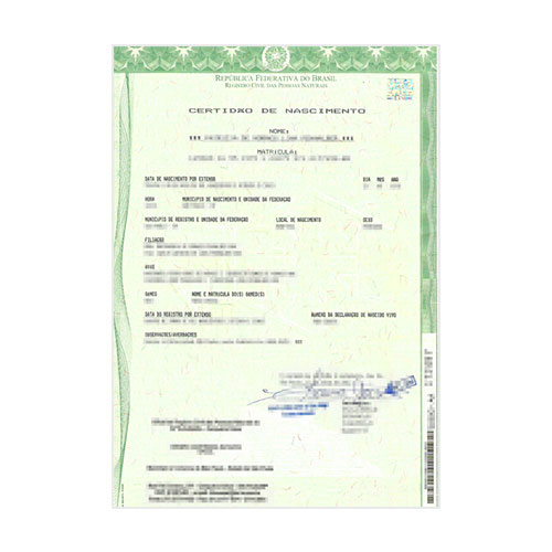 Certificado de nacimiento brasileño