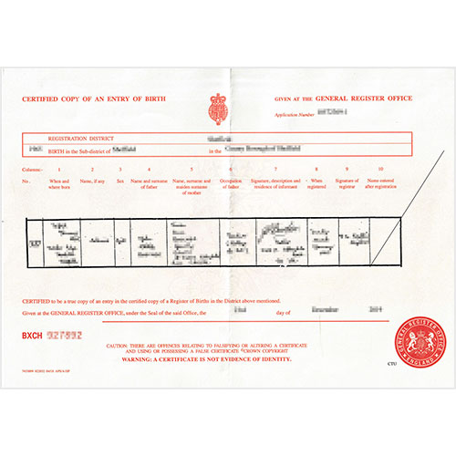 Certificado de nacimiento británico