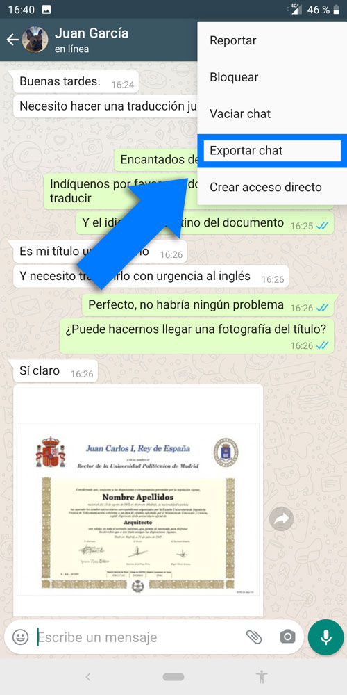Cómo extraer mensajes de WhatsApp en Android – Paso 3 Cómo extraer mensajes de WhatsApp en Android - Paso 3