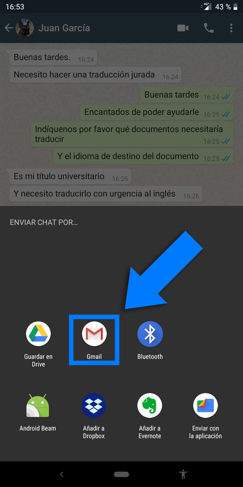 Cómo extraer mensajes de WhatsApp en Android – Paso 5 Cómo extraer mensajes de WhatsApp en Android - Paso 5